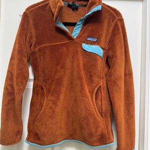 Patagonia Rust Re-Tool Snap-T Fleece Pullover with Blue Trim